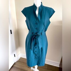 Calvin Klein Size 4 Button Down Green Career Dress